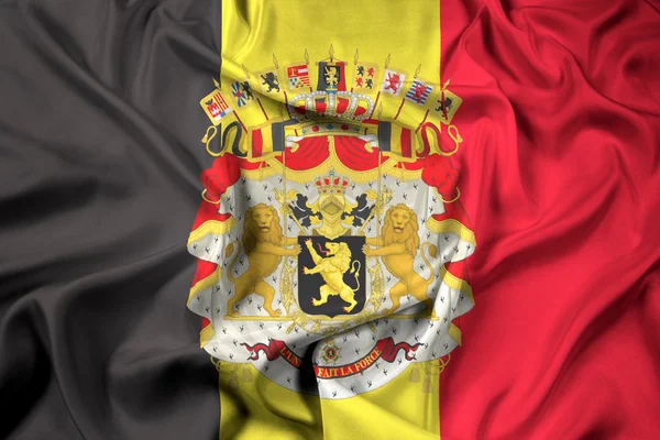 팔의 외 투와 벨기에의 국기를 흔들며 — 스톡 사진