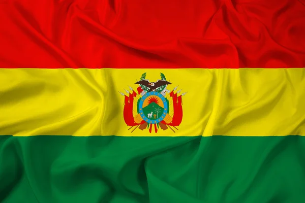 팔의 외 투와 볼리비아의 깃발을 흔들며 — 스톡 사진