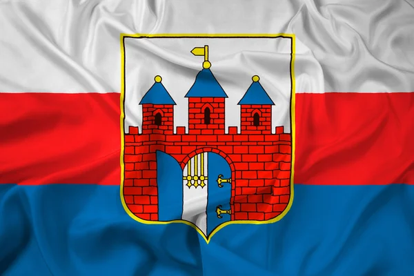 Розмахуючи прапором Бидгощ, Польща — стокове фото