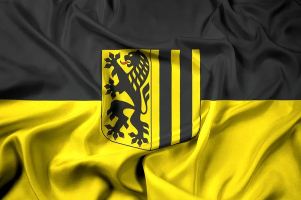 Zwaaien vlag van Dresden, Duitsland — Stockfoto