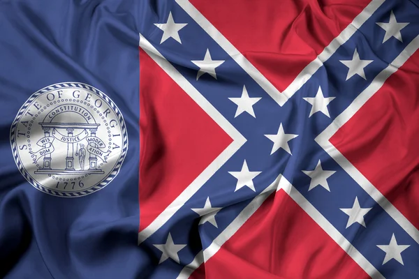Mávání vlajkou státu Georgia (1956-2001), Usa — Stock fotografie