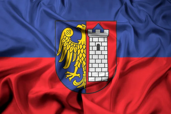 Zwaaien vlag van Gliwice, Polen — Stockfoto