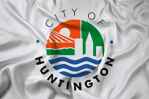 Huntington, Nyugat-Virginia, Usa hullámzó zászlaja — Stock Fotó