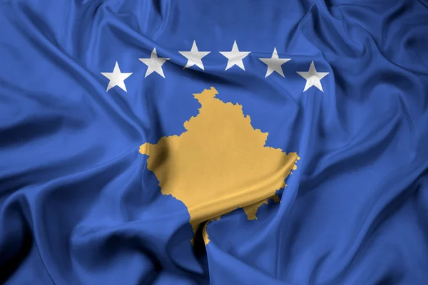 Acenando bandeira de kosovo — Fotografia de Stock