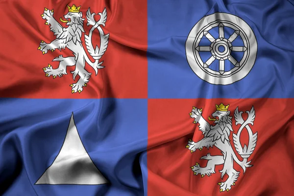 Vlající vlajka Libereckého kraje, Česko — Stock fotografie
