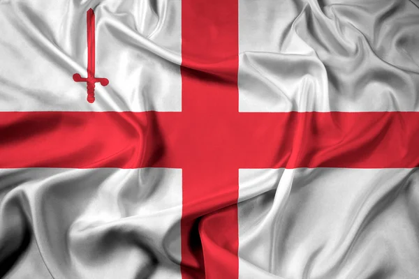 London City, İngiltere bayrağı sallayarak — Stok fotoğraf