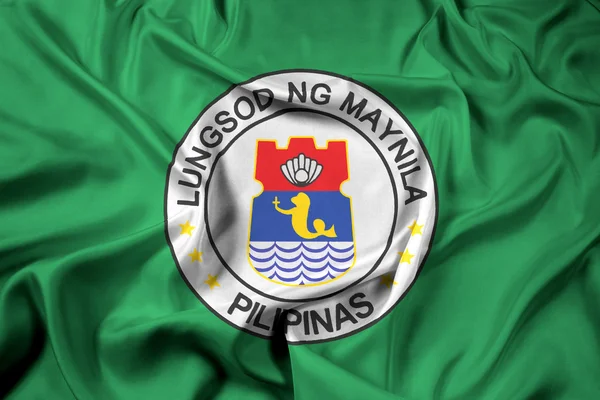 Flagge von Manila, Philippinen schwenkend — Stockfoto