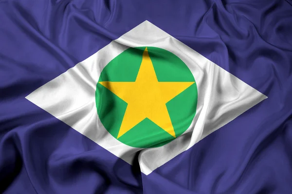 Bandeira ondulante do estado de Mato Grosso, Brasil — Fotografia de Stock