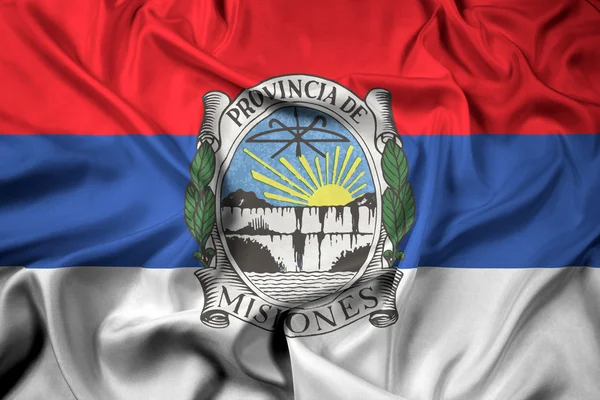 Flagge der Provinz Misiones mit Wappen, Argentinien — Stockfoto
