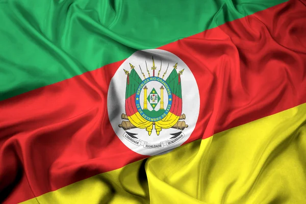 Bandeira ondulante do Estado do Rio Grande do Sul, Brasil — Fotografia de Stock