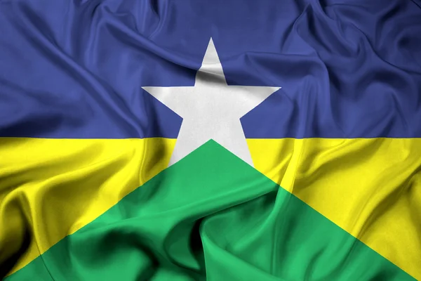 Mávání vlajkou státu Rondônia, Brazílie — Stock fotografie