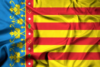 Waving Flag of Valencian Community, Spain clipart