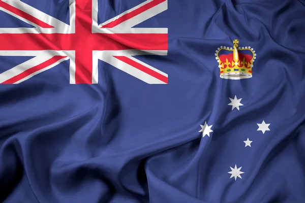 Mávání vlajkou státu Victoria, Austrálie — Stock fotografie