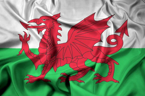 Flagge von Wales schwenkend, Großbritannien — Stockfoto