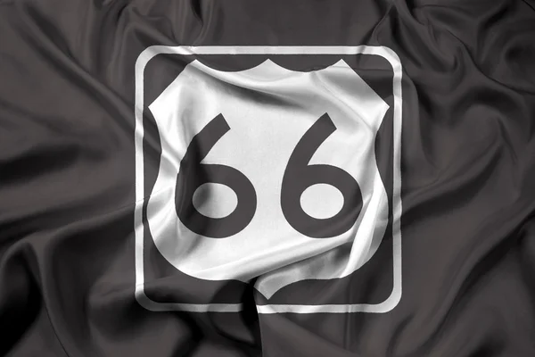 Waving Flag U.S. Route 66 (US 66 or Route 66) — Stock Photo, Image