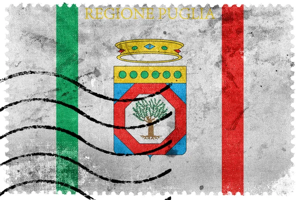 Bandiera della Puglia, Italia, vecchio francobollo — Foto Stock