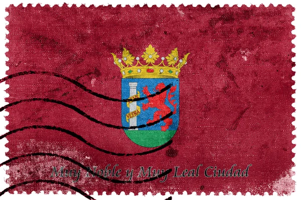 Vlag van Badajoz (Spanje), oude postzegel — Stockfoto