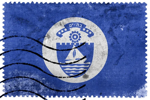 Bandiera di Bat Yam, Israele, vecchio francobollo — Foto Stock