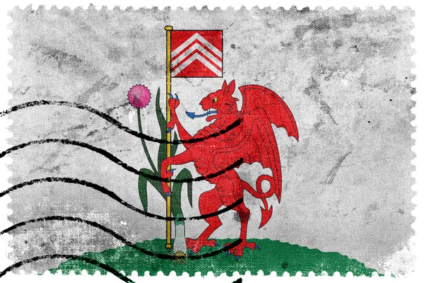 Bandiera di Cardiff, Galles, Regno Unito, vecchio francobollo — Foto Stock