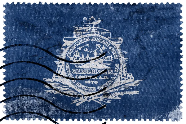 Flaga starych znaczków pocztowych w Charleston, Karolina Południowa, Usa, — Zdjęcie stockowe