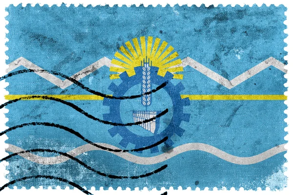 Bandiera della Provincia di Chubut, Argentina, vecchio francobollo — Foto Stock