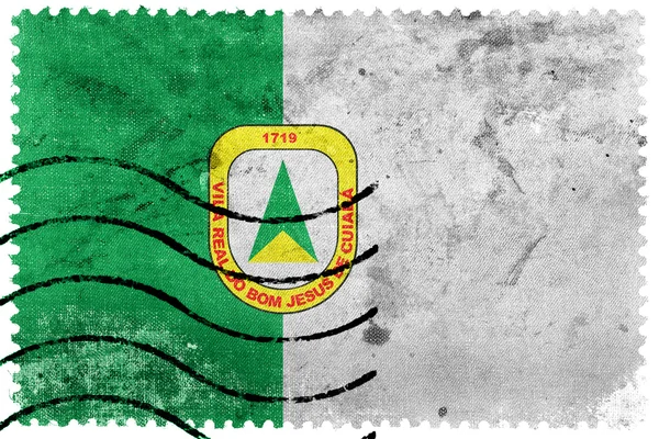 Bandeira de Cuiaba, Mato Grosso, Brasil, antigo selo postal — Fotografia de Stock