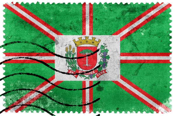 Bandeira de Curitiba, Paraná, Brasil, antigo selo postal — Fotografia de Stock