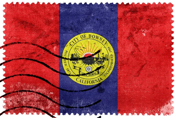 Bandera de Downey, California, Estados Unidos, sello postal antiguo —  Fotos de Stock