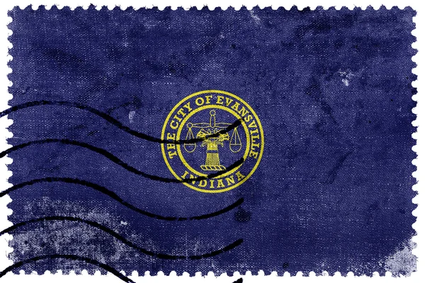 Vlajka Evansville, Indiana, Usa, staré poštovní známky — Stock fotografie