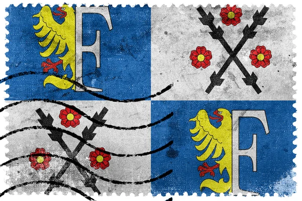 Flaga miasta Frydek-Mistek, Czechy, starych znaczków pocztowych — Zdjęcie stockowe