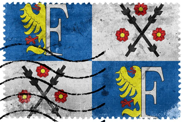 Flag of Frydek-Mistek, Czechia, old postage stamp — Stock Photo, Image