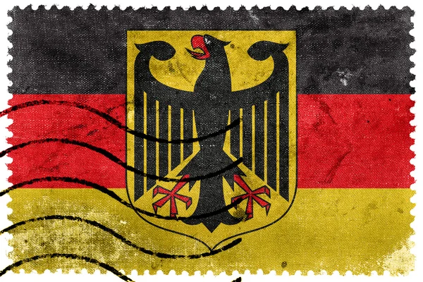 Flag of Germany with Coat of Arms, old postage stamp — Stock Photo, Image