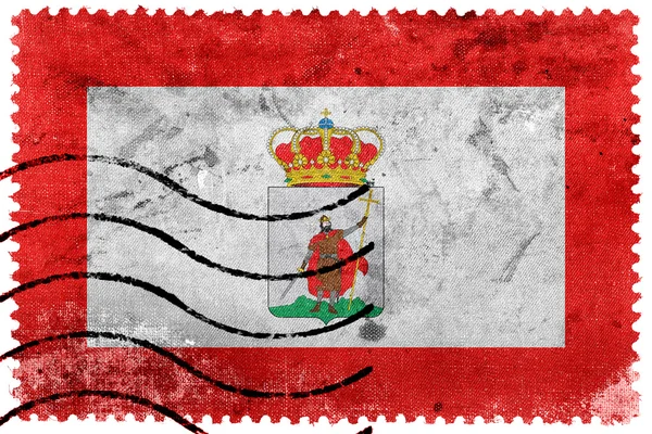 Flag of Gijon, Spain, old postage stamp — Stock Photo, Image