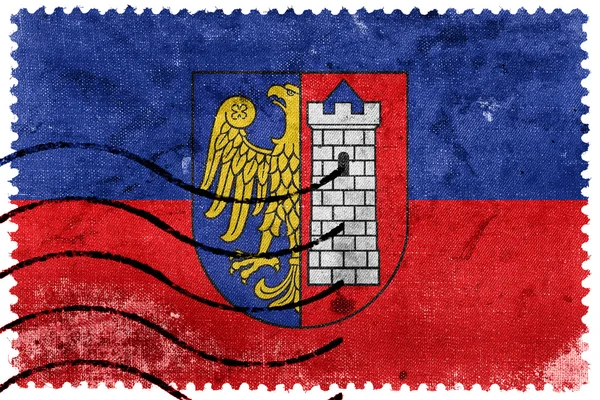 Flagga av Gliwice, Polen, gamla frimärke — Stockfoto