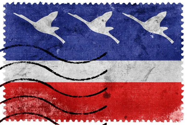Vlajka Guaratingueta, Sao Paulo, Brazílie, staré poštovní známka — Stock fotografie