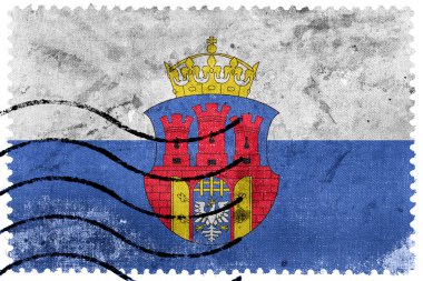 Krakow bayrağı kat, Polonya, eski posta pulu ile