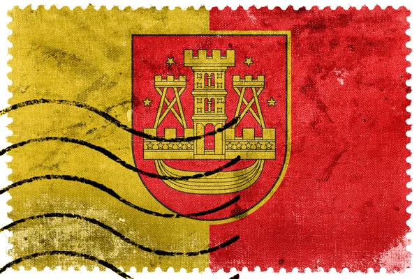 Bandera de Klaipeda City, Lituania, sello postal antiguo — Foto de Stock
