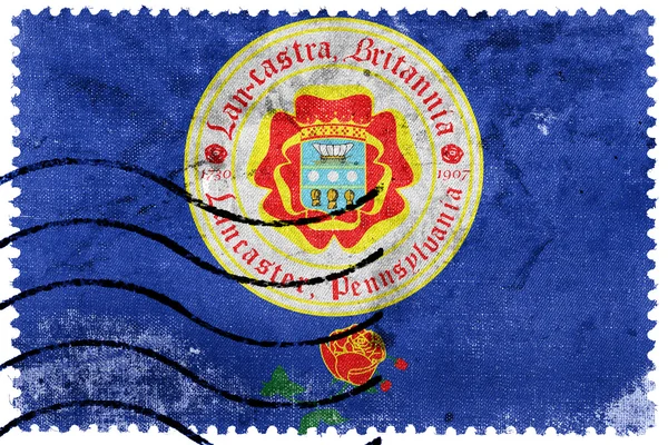 Flag of Lancaster, Pennsylvania, USA, old postage stamp — Stock Photo, Image