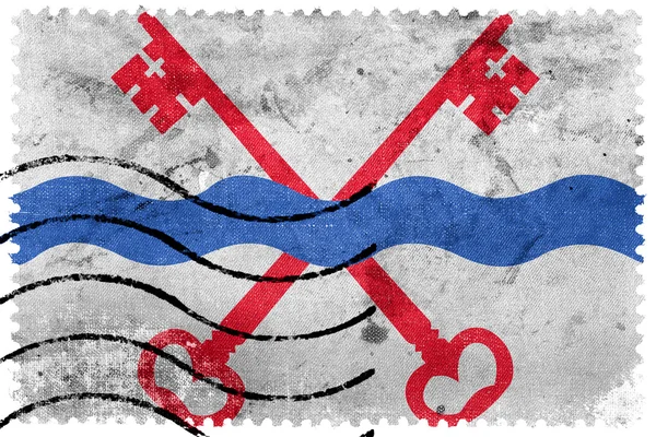 Drapeau de Leiderdorp, Pays-Bas, timbre-poste ancien — Photo