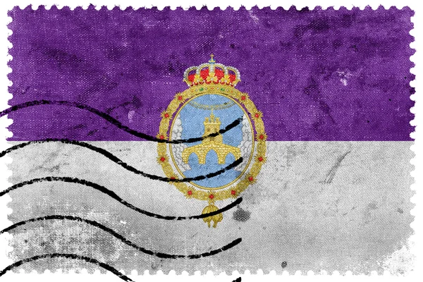 Bandeira da Loja, Espanha, antigo selo postal — Fotografia de Stock