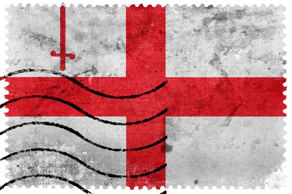 Flagge der Stadt London, England, Großbritannien, alte Briefmarke — Stockfoto