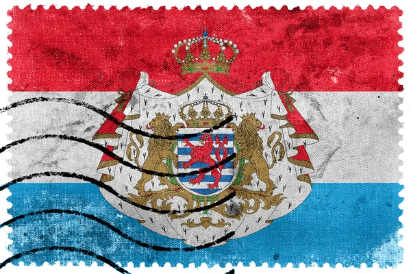 Flagge von Luxemburg mit Wappen, alte Briefmarke — Stockfoto