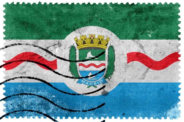 Flagge von Maceio, Algerien, Brasilien, alte Briefmarke — Stockfoto