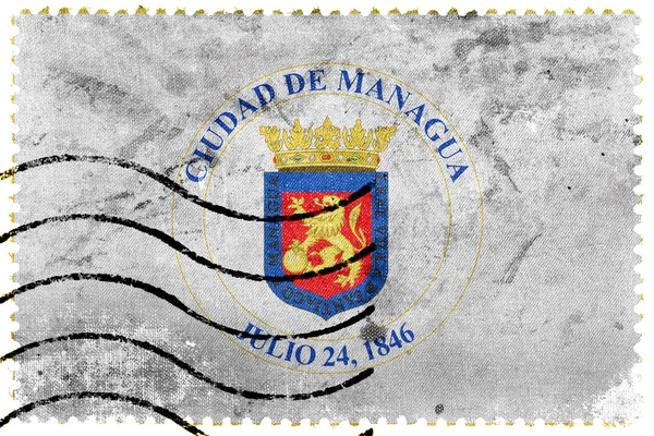 Bandera de Managua, Nicaragua, sello postal antiguo — Foto de Stock