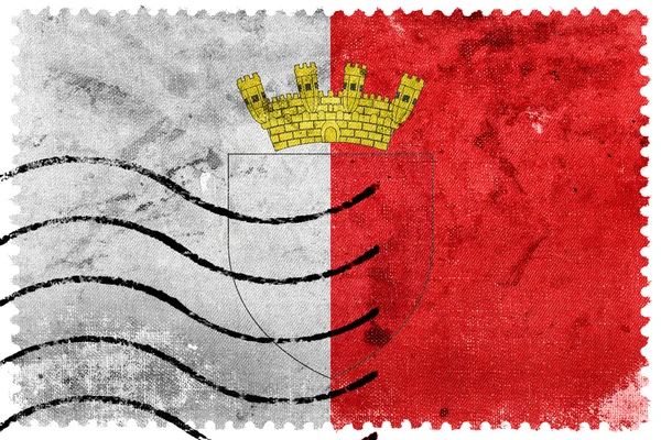 Flagge von Mdina mit Wappen, Malta, alte Briefmarke — Stockfoto