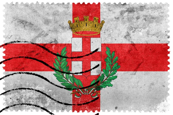 Bandeira de Milão com Brasão de Armas, Itália, antigo selo postal — Fotografia de Stock