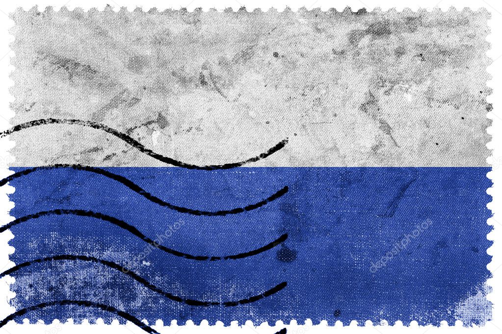 Flag of Mlada Boleslav, Czechia, old postage stamp