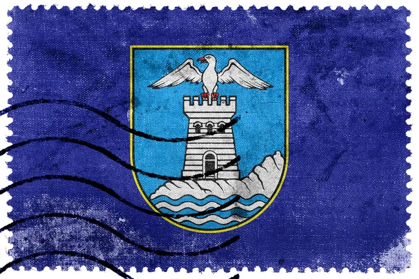 Flaga starych znaczków pocztowych w Opatija, Chorwacja, — Zdjęcie stockowe