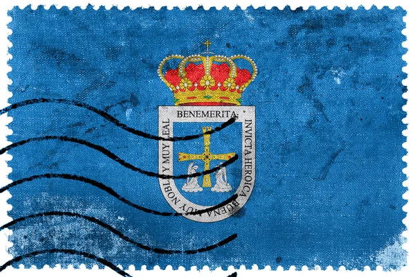 Flag of Oviedo, Spain, old postage stamp — Stock Photo, Image