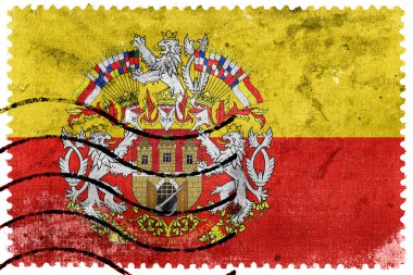 Kat, Çekya, eski posta pulu ile Prag bayrak